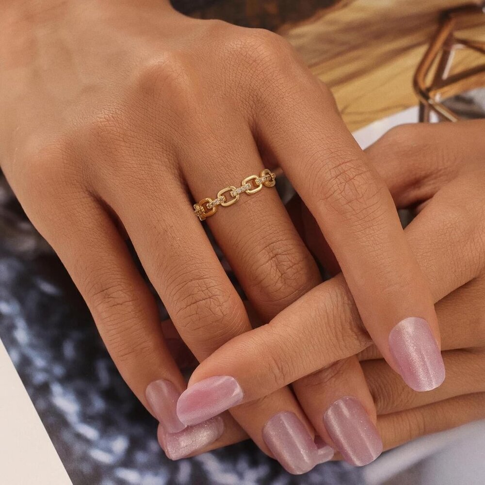 Women Rings Set Gold Plated Dainty Stacking Cubic Zirconia Comfort Fit Size 6-10 - Picture 4 of 7